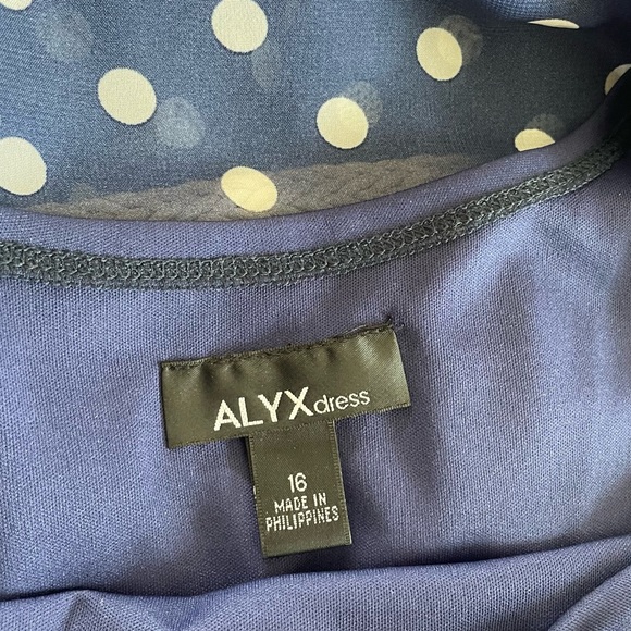 ALYX blue with white polka dots sleeveless Dress and belt size 16 - Picture 7 of 7